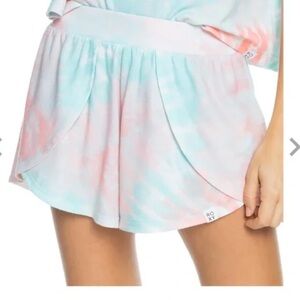 Roxy Current Mood High-Rise Shorts tie die pink light blue size medium like new